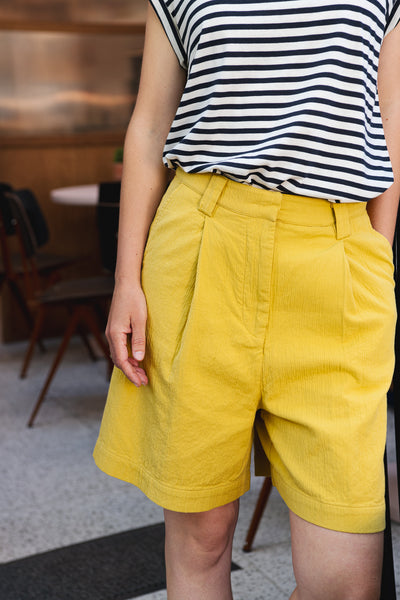 Crinkled Lia Shorts - Yellow