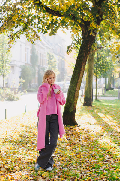 LAST ONE - Wooly Knit Scarf - Bonbon Pink