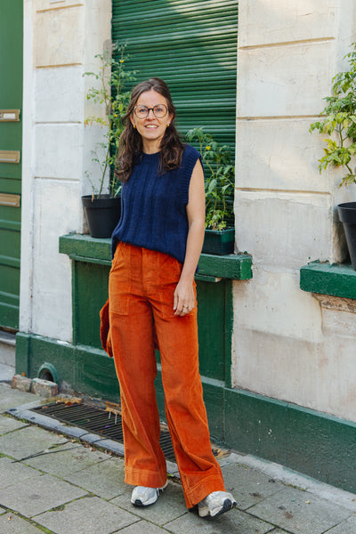 LAST ONE in XS - Vara Corduroy Workwear Pants - Cinnamon Orange