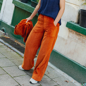 LAST ONE in XS - Vara Corduroy Workwear Pants - Cinnamon Orange