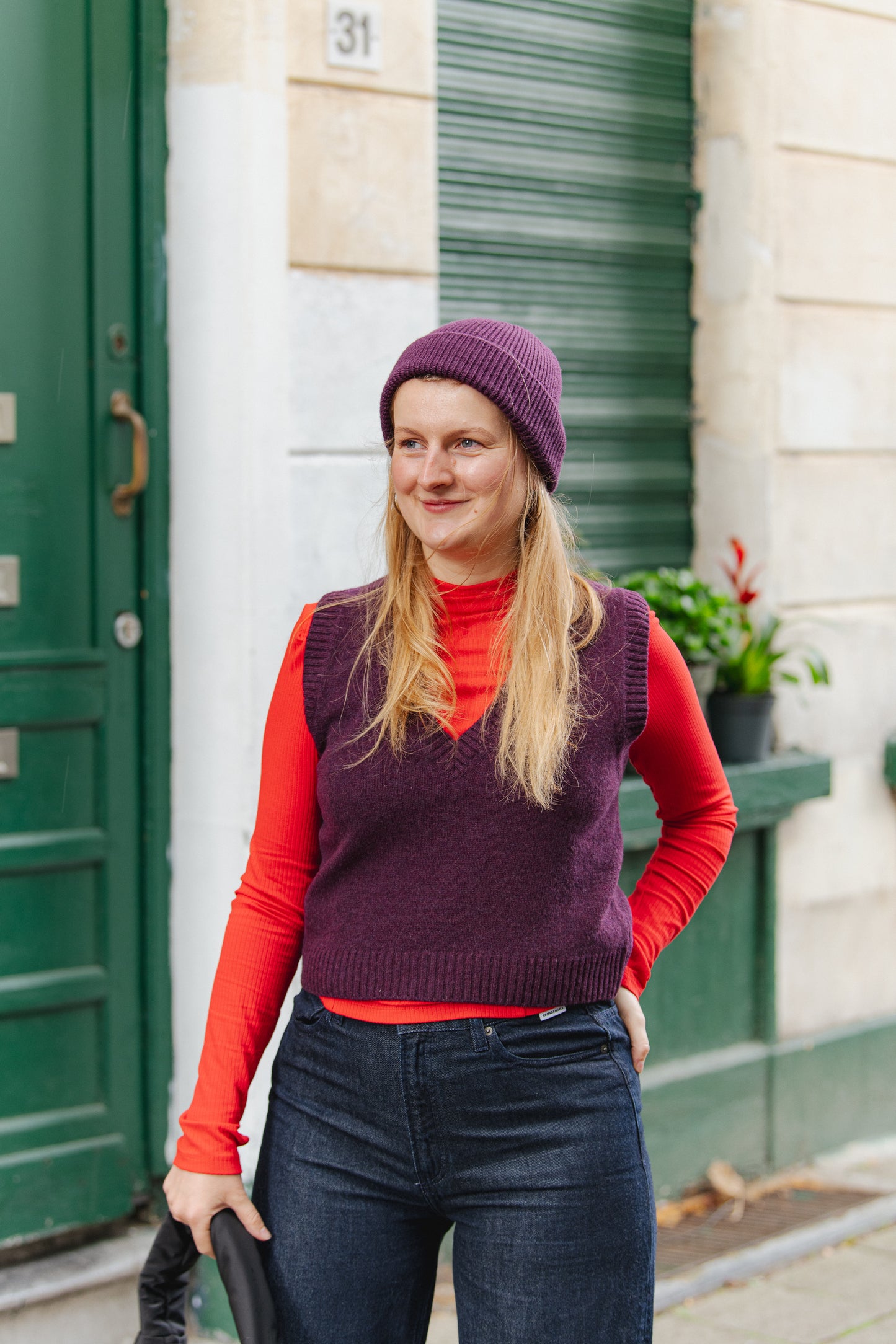 LAST ONE on XL - Melania Wool Vest - Plum