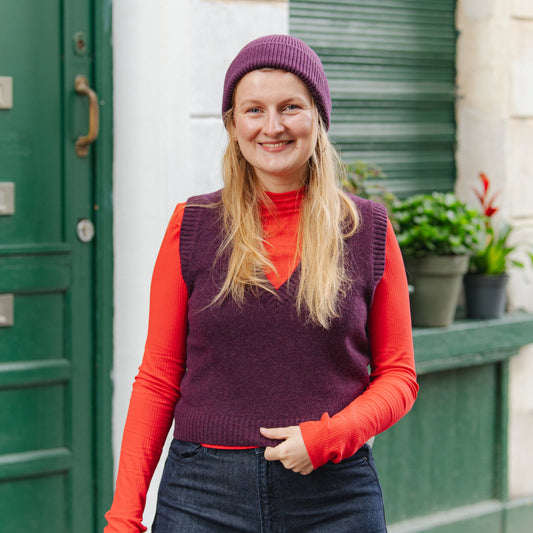 LAST ONE on XL - Melania Wool Vest - Plum