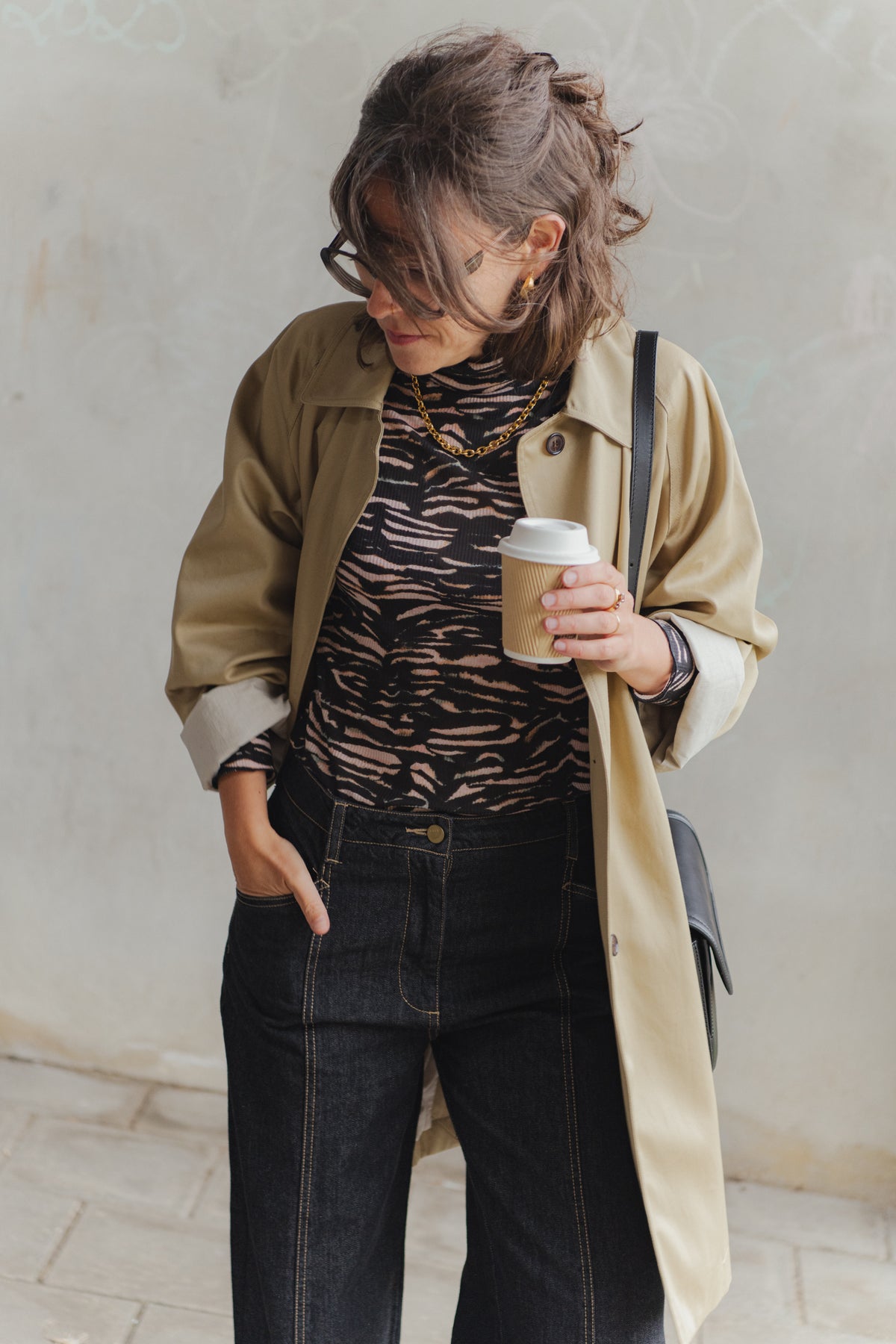LAST ONE in 38 - Turtleneck Tencel - Animal Stripe