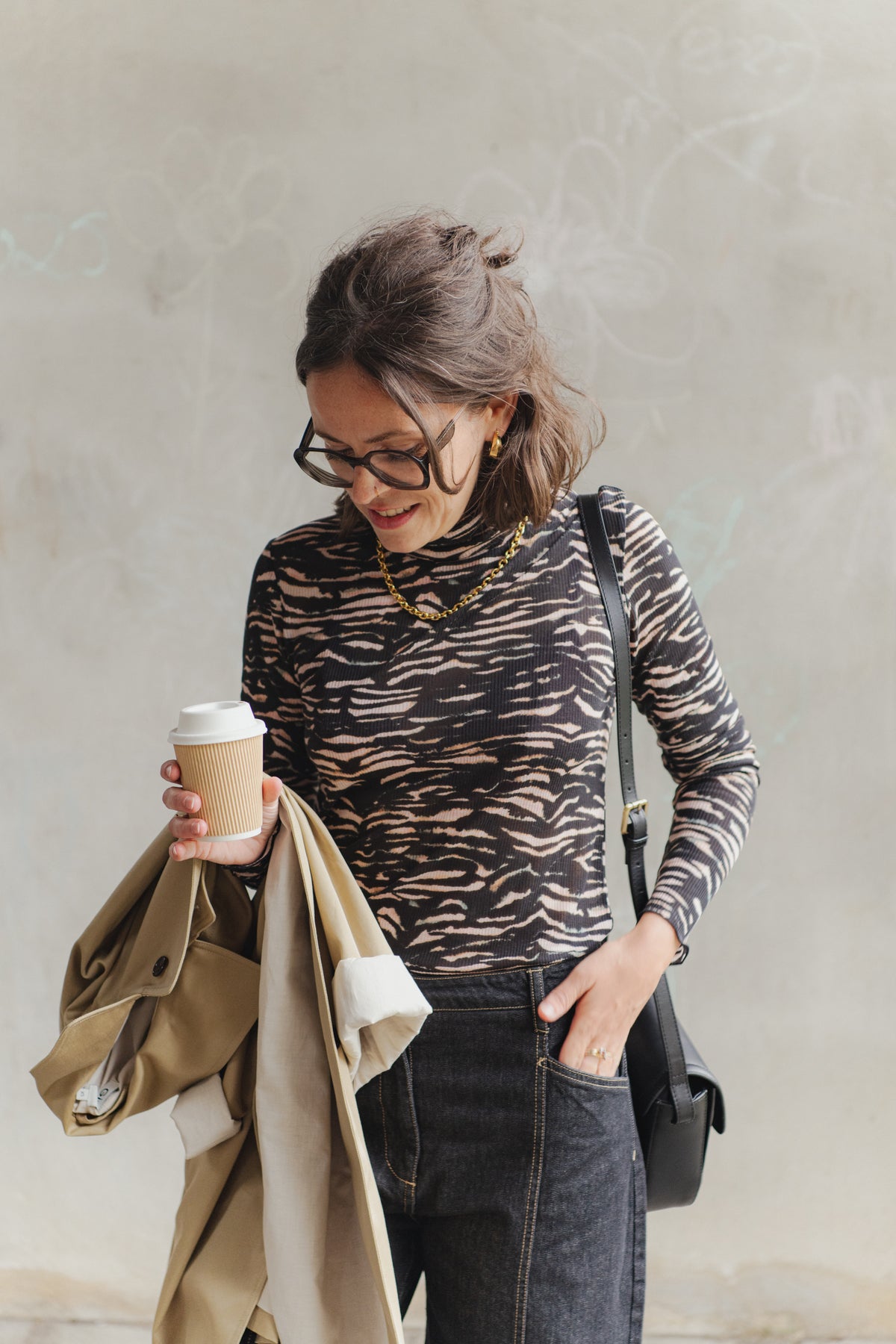 LAST ONE in 38 - Turtleneck Tencel - Animal Stripe
