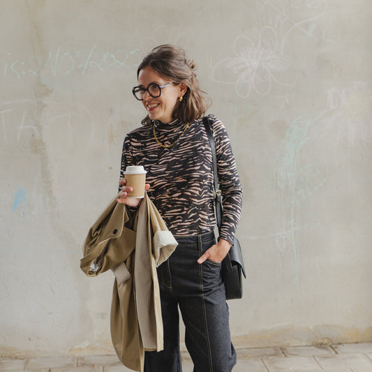 Turtleneck Tencel - Animal Stripe