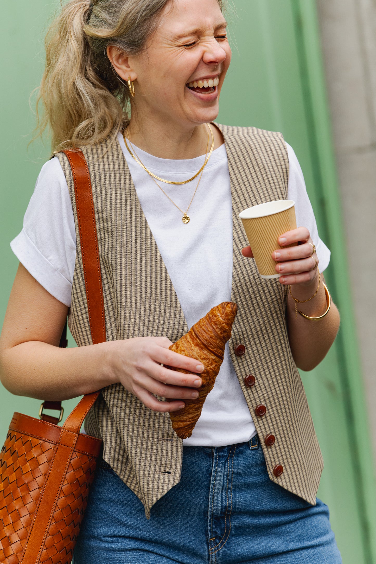 LAST ONE in XL - Sineriaa Check Vest - Sand Stone
