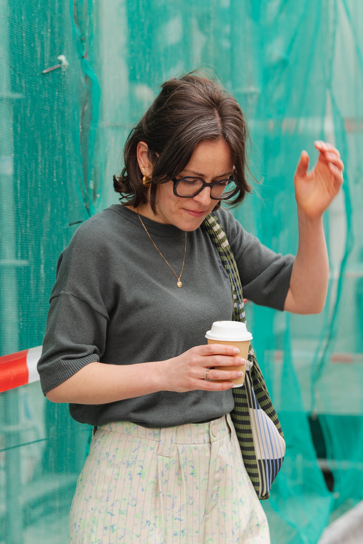 LAST ONE IN S- Linen Blend Knit Sweater - Space Steel