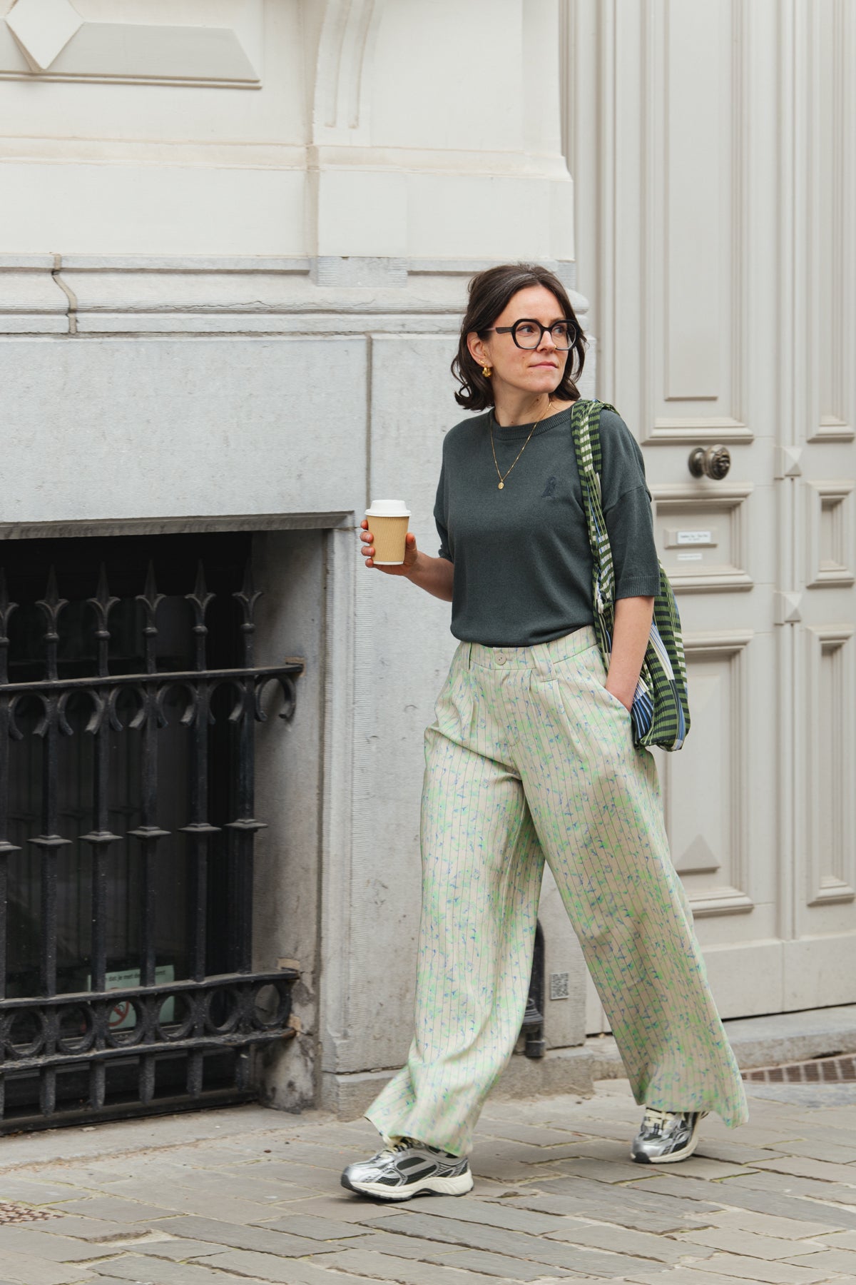 LAST ONE IN S- Linen Blend Knit Sweater - Space Steel