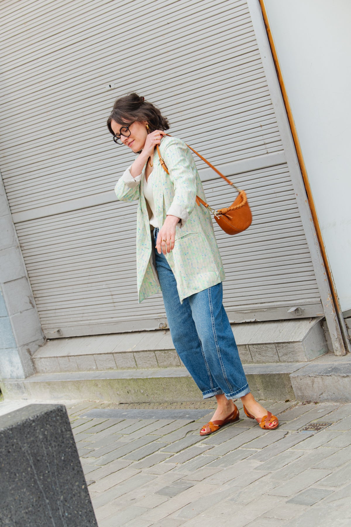 Clémentine Sandals - Cognac Leather and Suede