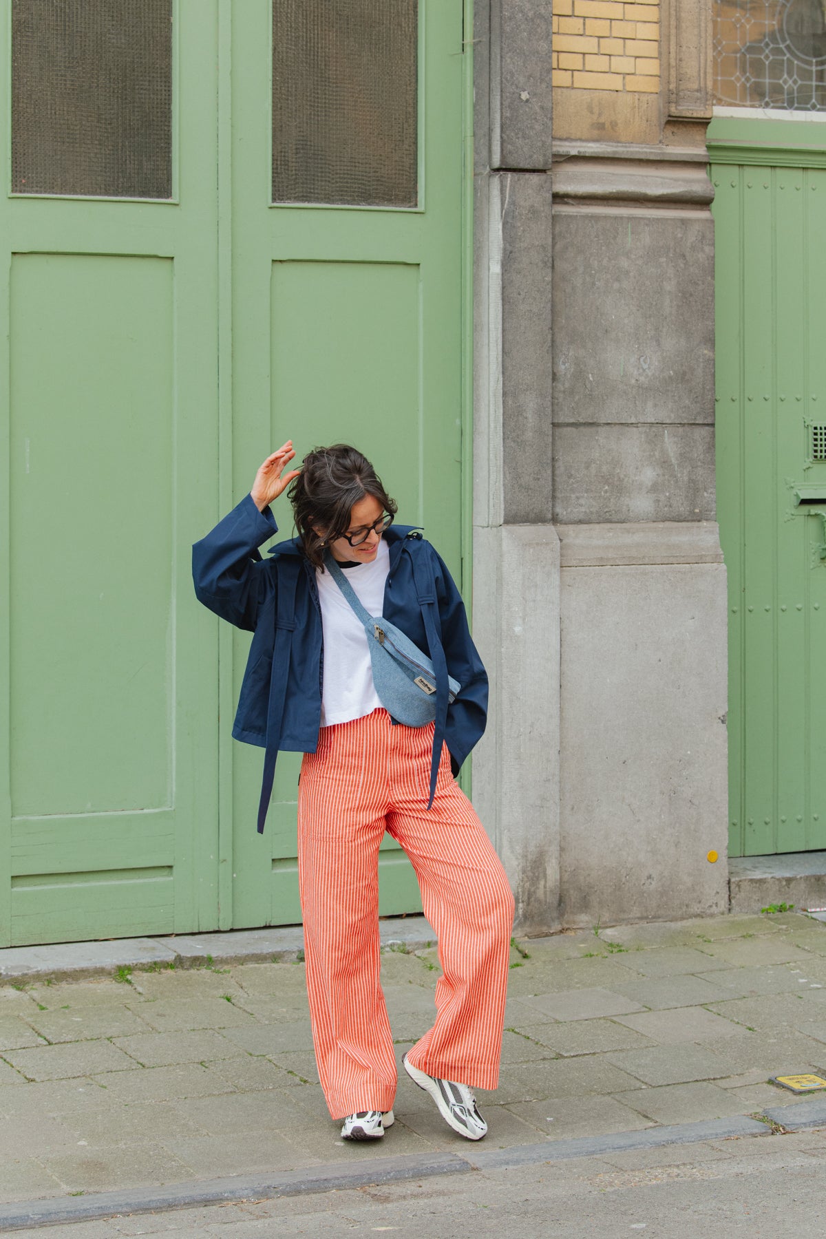 LAST ONES IN S- Vara Workwear Pants Stripe - Grenadine Red