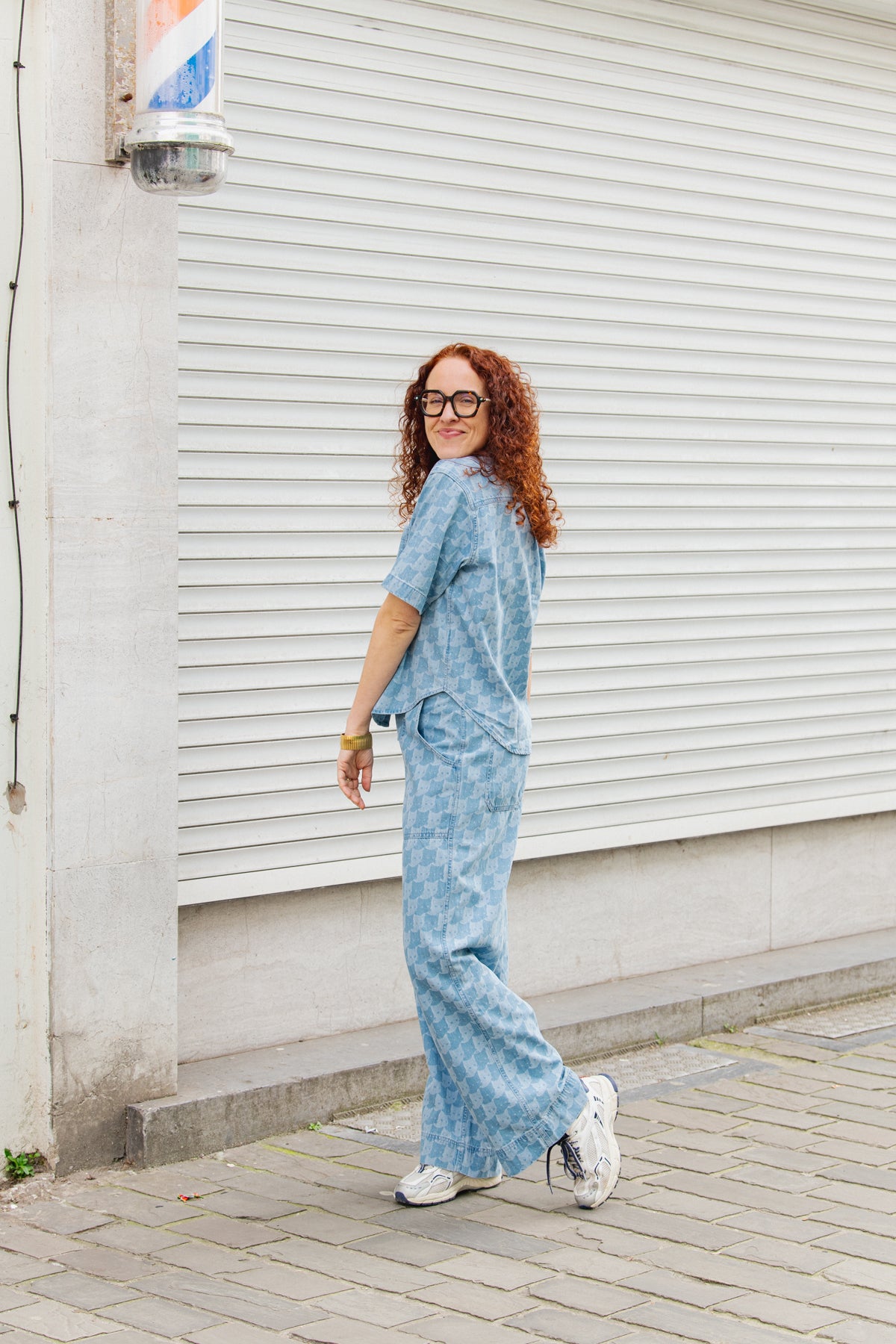 Stensvik Shirt Pepita Cats - Light Blue