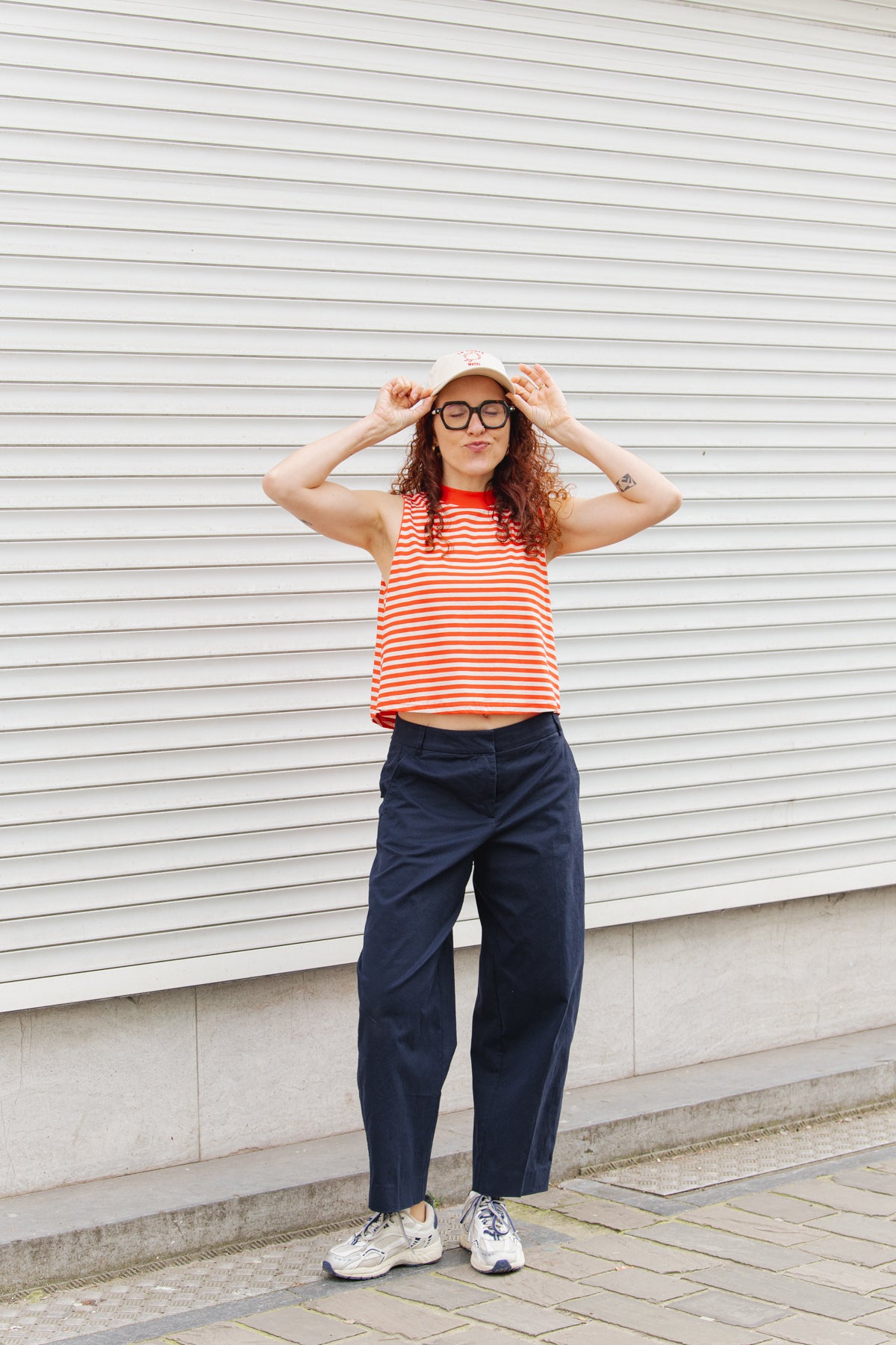 LAST ONE in M - Namsos Stripes Top - Grenadine Red