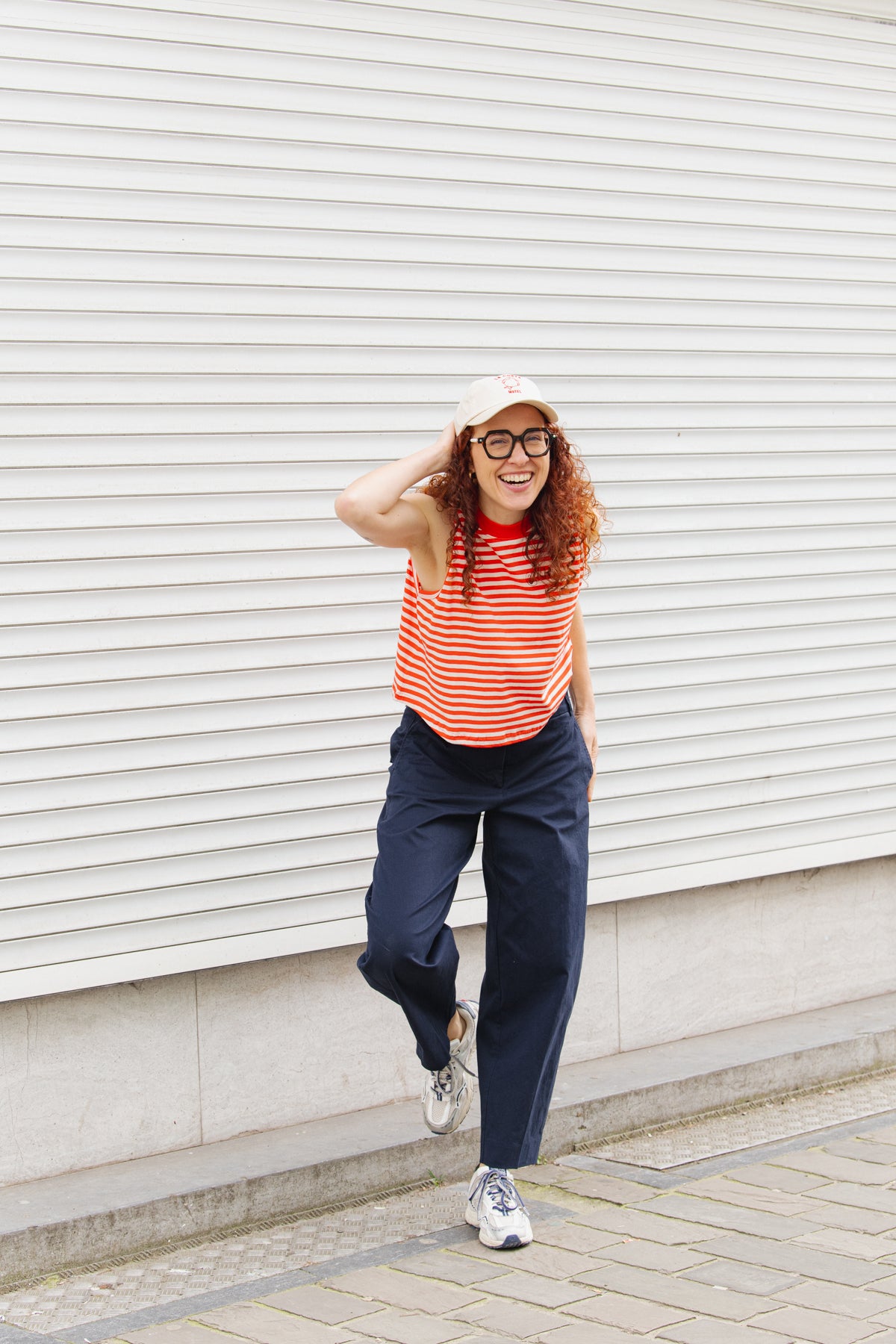 LAST ONE in M - Namsos Stripes Top - Grenadine Red