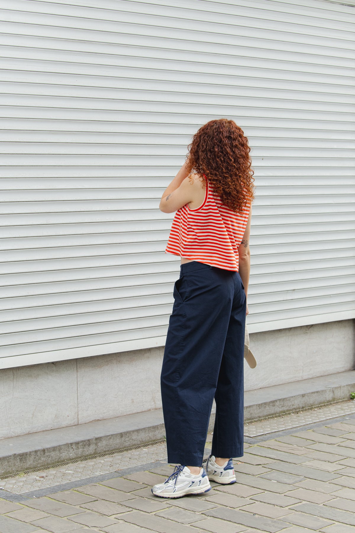 LAST ONE in M - Namsos Stripes Top - Grenadine Red