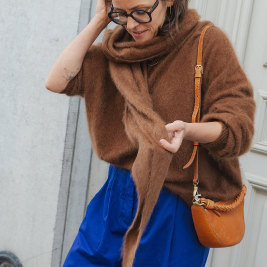 Super Soft Merino Triangle Scarf - Caramel