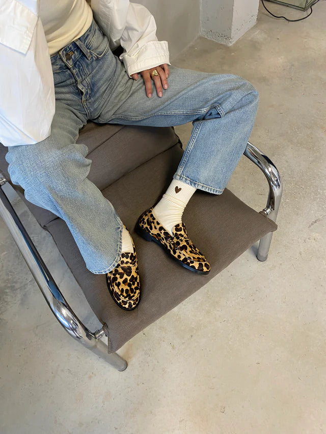 Jutelaune Heart Socks - White/Brown