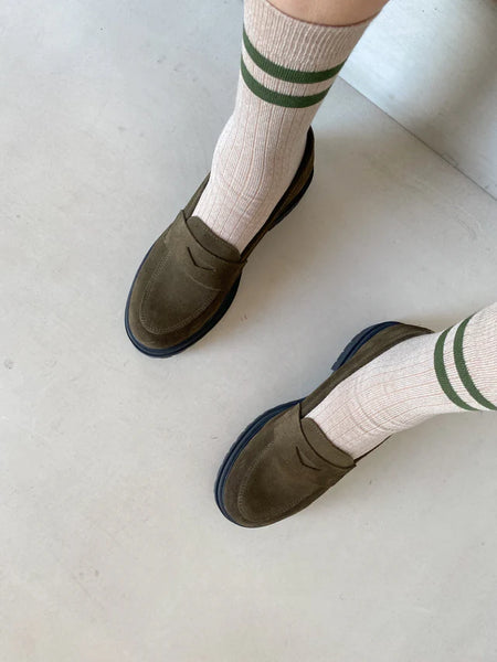 Jutelaune Merino Socks - Beige/Green