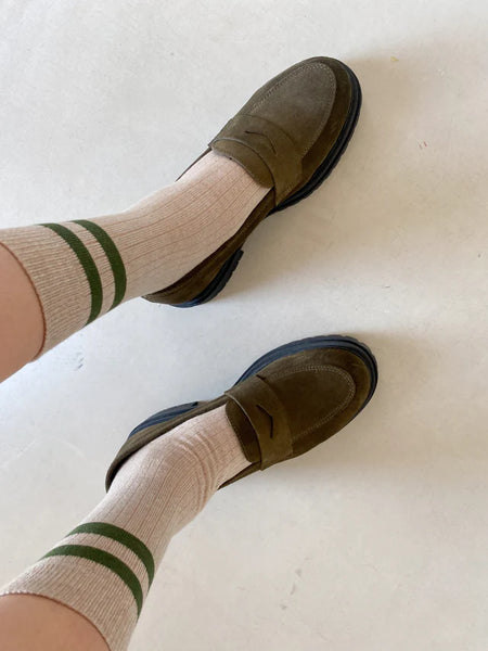 Jutelaune Merino Socks - Beige/Green