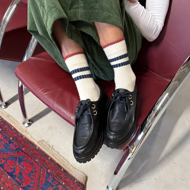 Jutelaune Stripe Socks - Blue/Burgundy