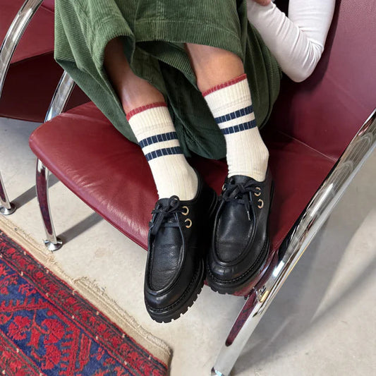 Jutelaune Stripe Socks - Blue/Burgundy
