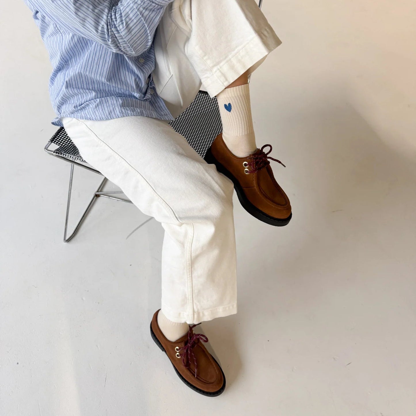 Jutelaune Heart Socks - White/Dark Blue