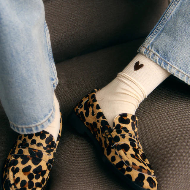 Jutelaune Heart Socks - White/Brown