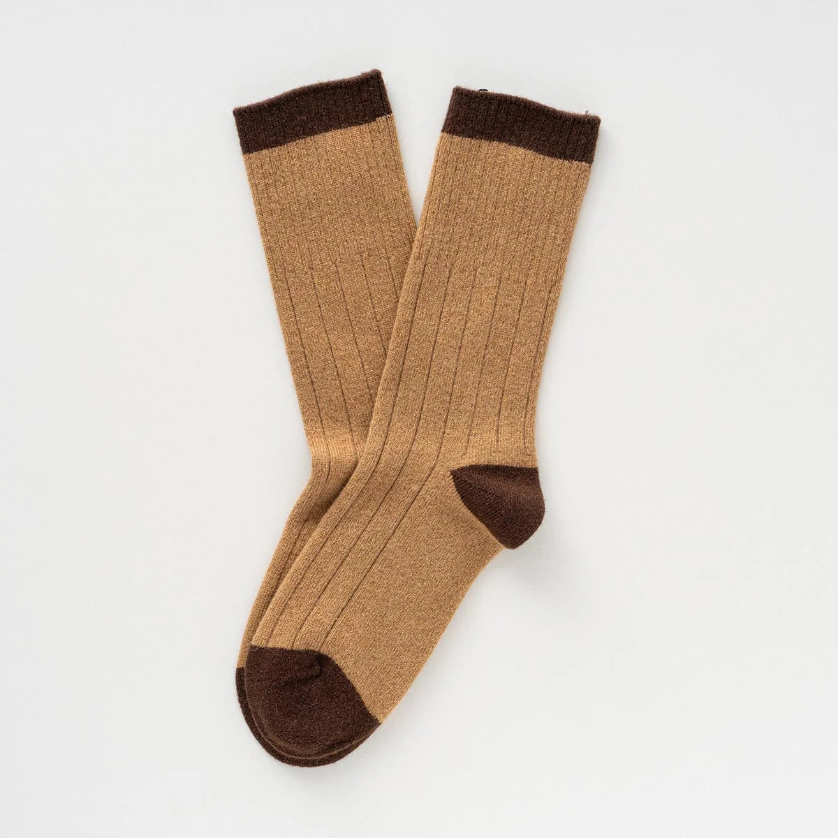 Merino Wool Socks with Bands - Brown/Caramel
