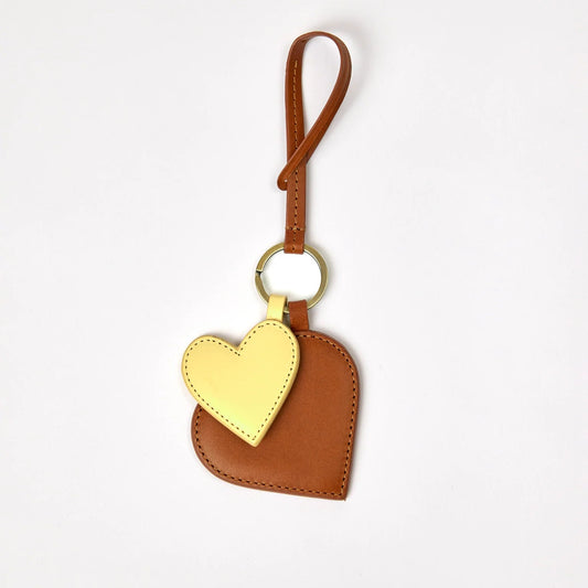 Bag Charm - Hearts / Cognac & Butter Yellow