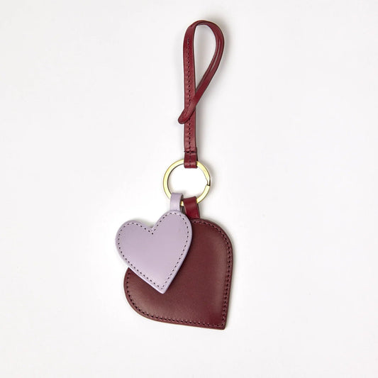 Bag Charm - Hearts / Ruby & Lavender