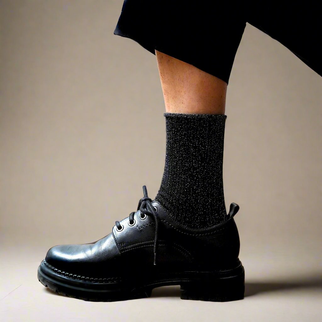 Glitter Lurex Socks - Black
