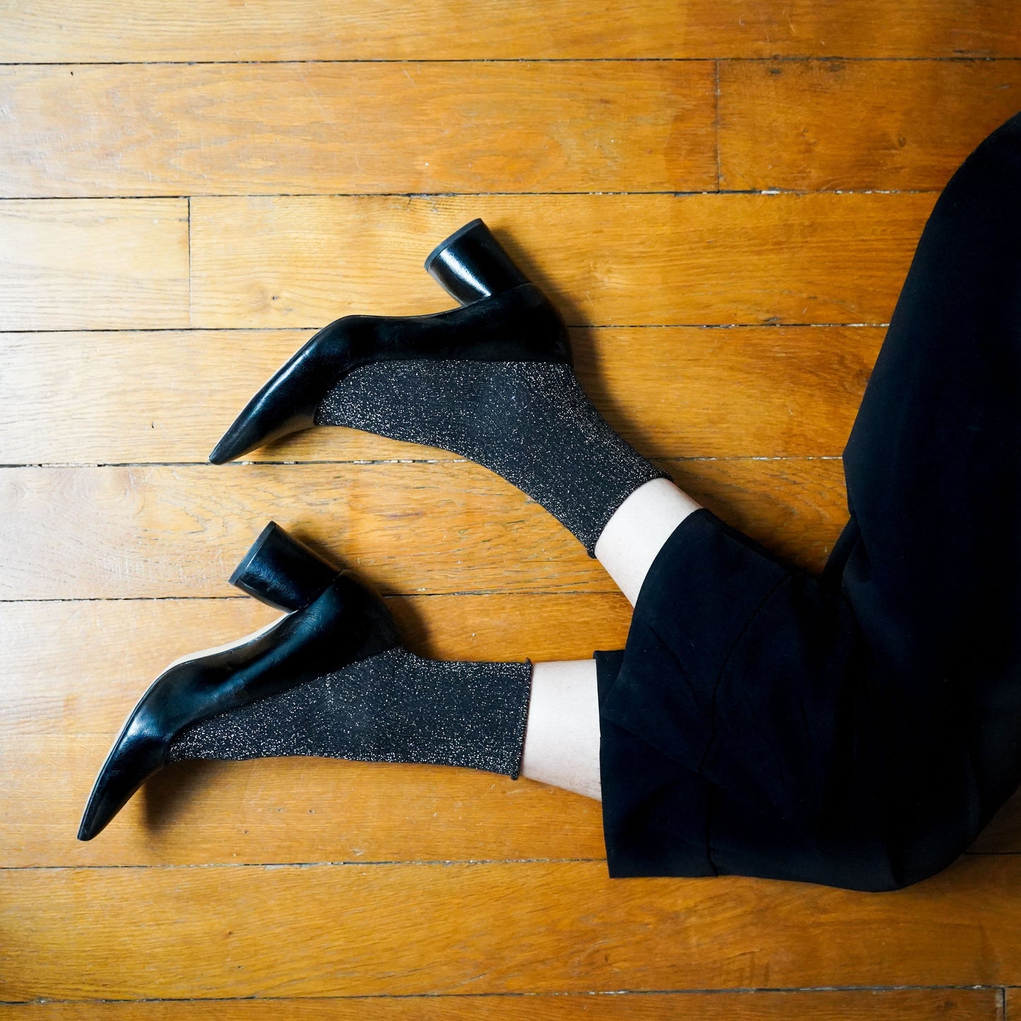 Glitter Lurex Socks - Black