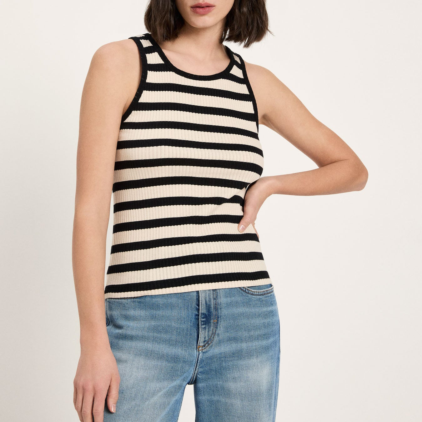 Striped Tanktop - Creme/Black
