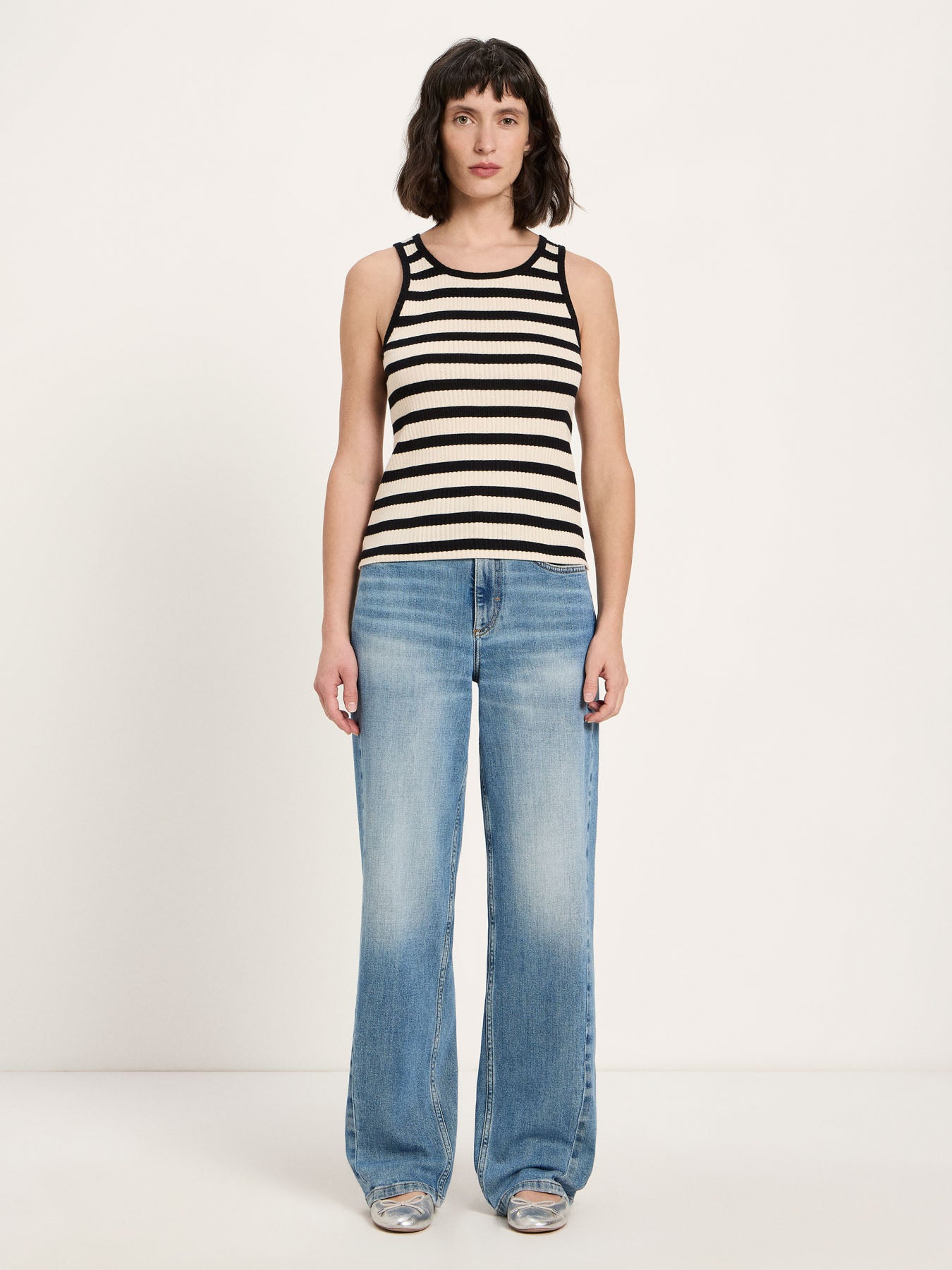 Striped Tanktop - Creme/Black