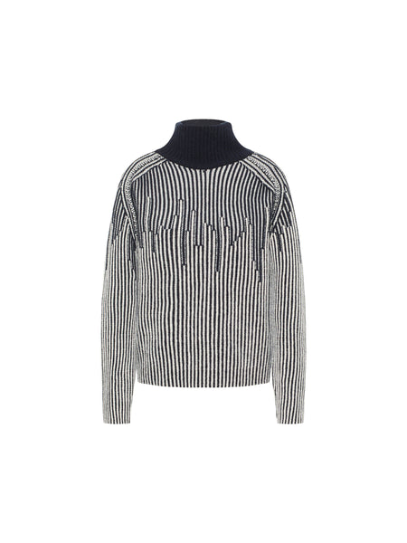 LAST ONE in 38 - Textured Wool Jumper - Off-white / Midnight Melange