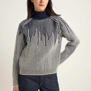 LAST ONE in 38 - Textured Wool Jumper - Off-white / Midnight Melange