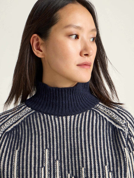 LAST ONE in 38 - Textured Wool Jumper - Off-white / Midnight Melange