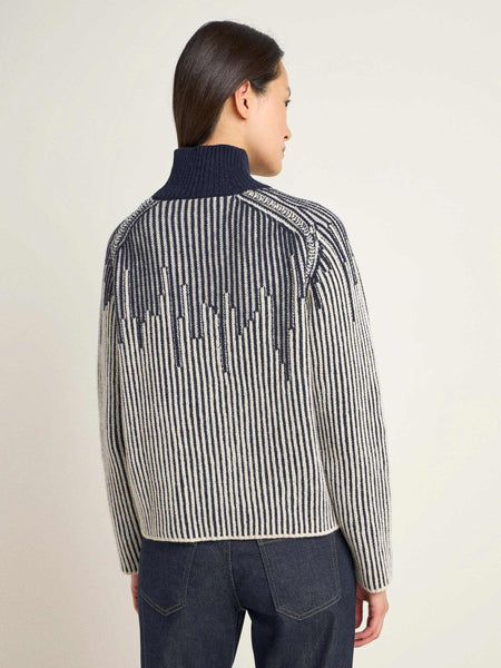 LAST ONE in 38 - Textured Wool Jumper - Off-white / Midnight Melange