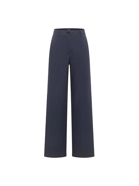 LAST ONE in 36 - Marlene Pinstripe Trousers - Navy/Gingerbread