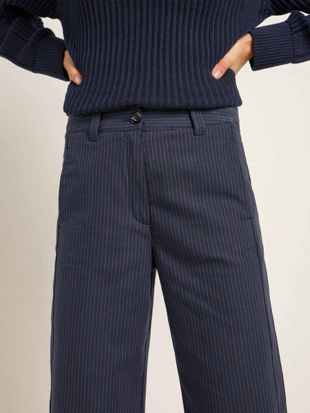 LAST ONE in 36 - Marlene Pinstripe Trousers - Navy/Gingerbread