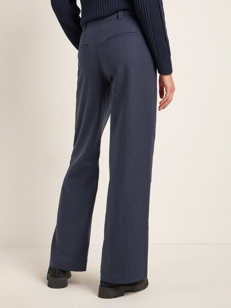 LAST ONE in 36 - Marlene Pinstripe Trousers - Navy/Gingerbread