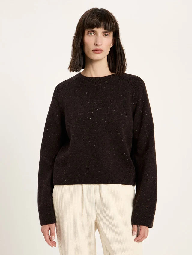Cropped Sweater - Bitter Chocolate Tweed