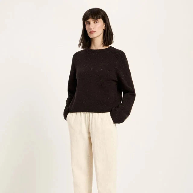Cropped Sweater - Bitter Chocolate Tweed
