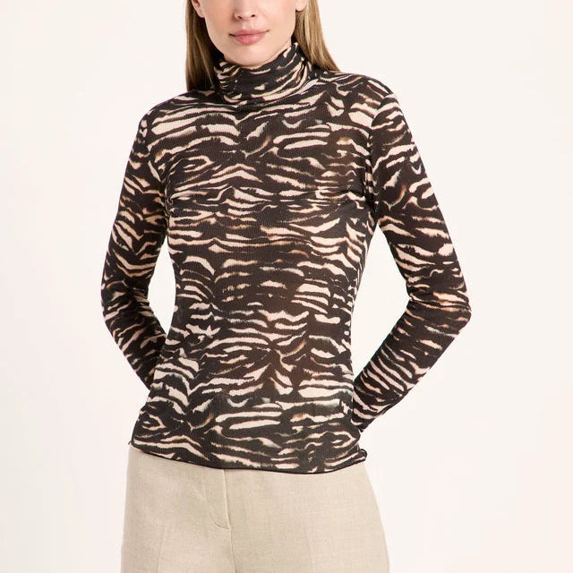 Turtleneck Tencel - Animal Stripe