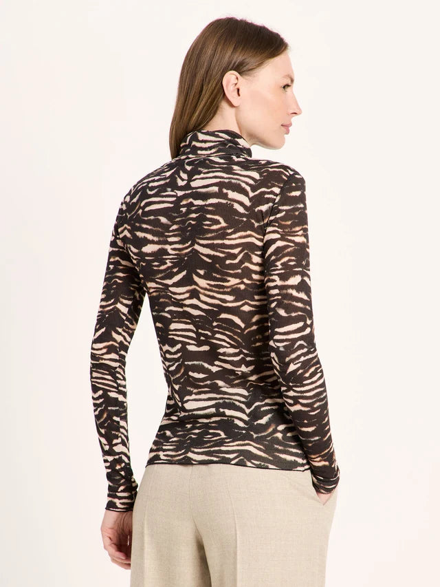 Turtleneck Tencel - Animal Stripe