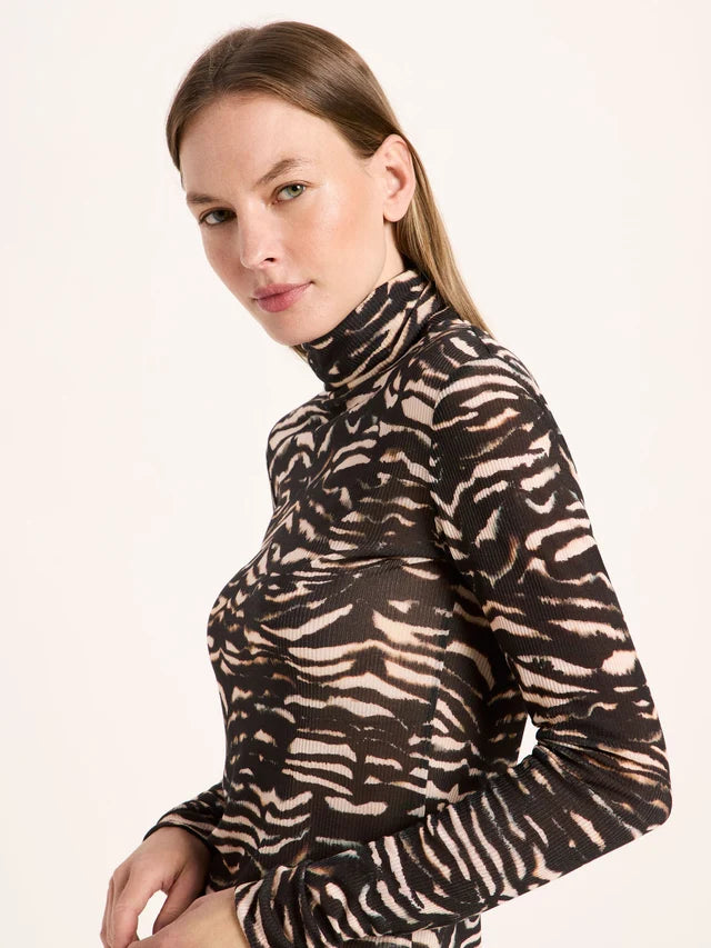 Turtleneck Tencel - Animal Stripe