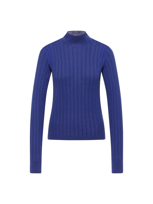 Fine Rib Turtleneck - Ultraviolet