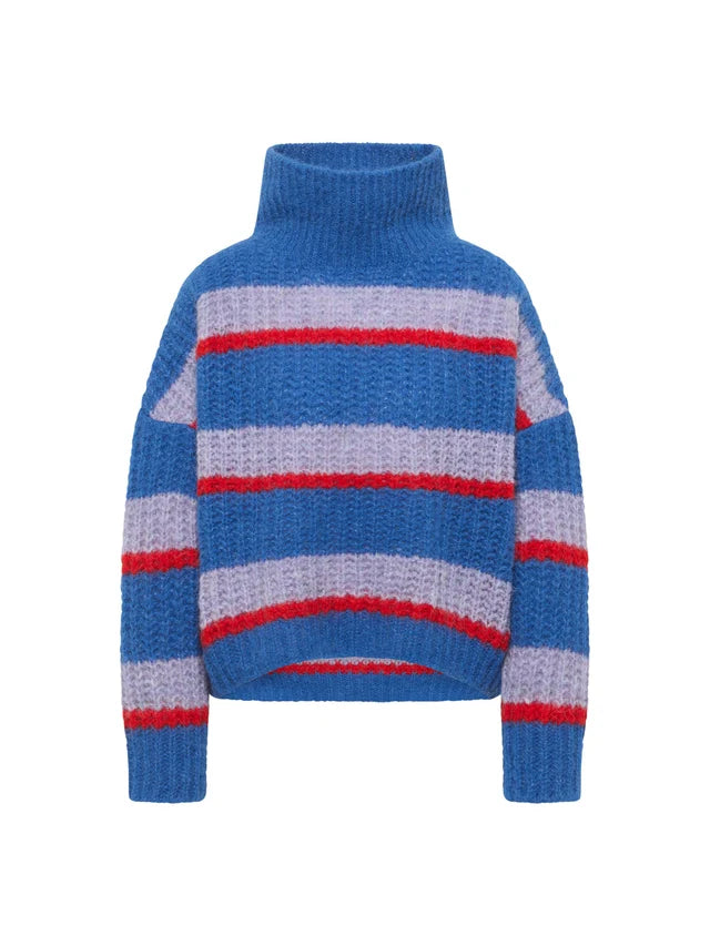 Chunky Knit Sweater - Blue Violet Stripe