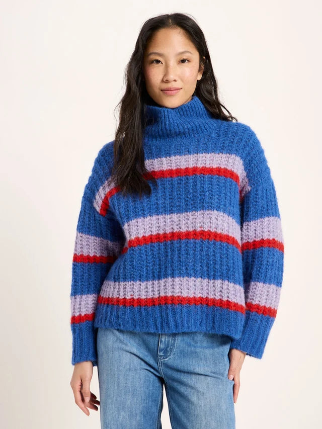 Chunky Knit Sweater - Blue Violet Stripe