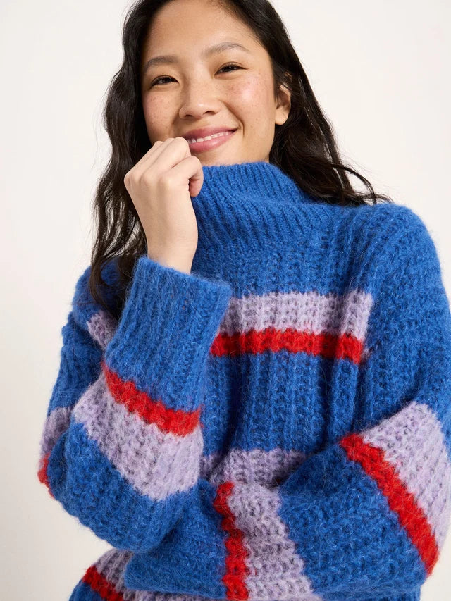 Chunky Knit Sweater - Blue Violet Stripe