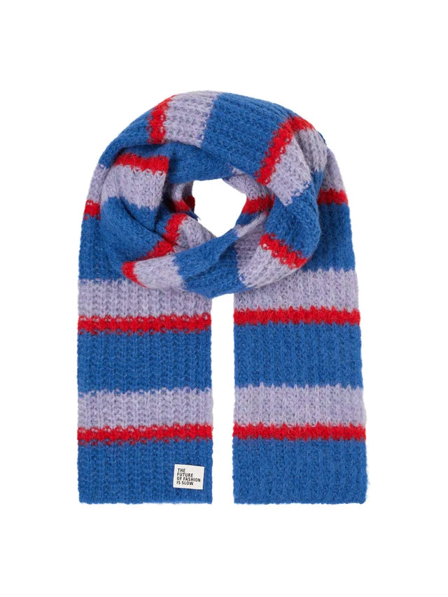 Chunky Knit Scarf - Blue Violet Stripe